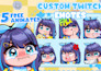 draw chibi twitch animated emotes, sticker, panels, sub badges, vtuber